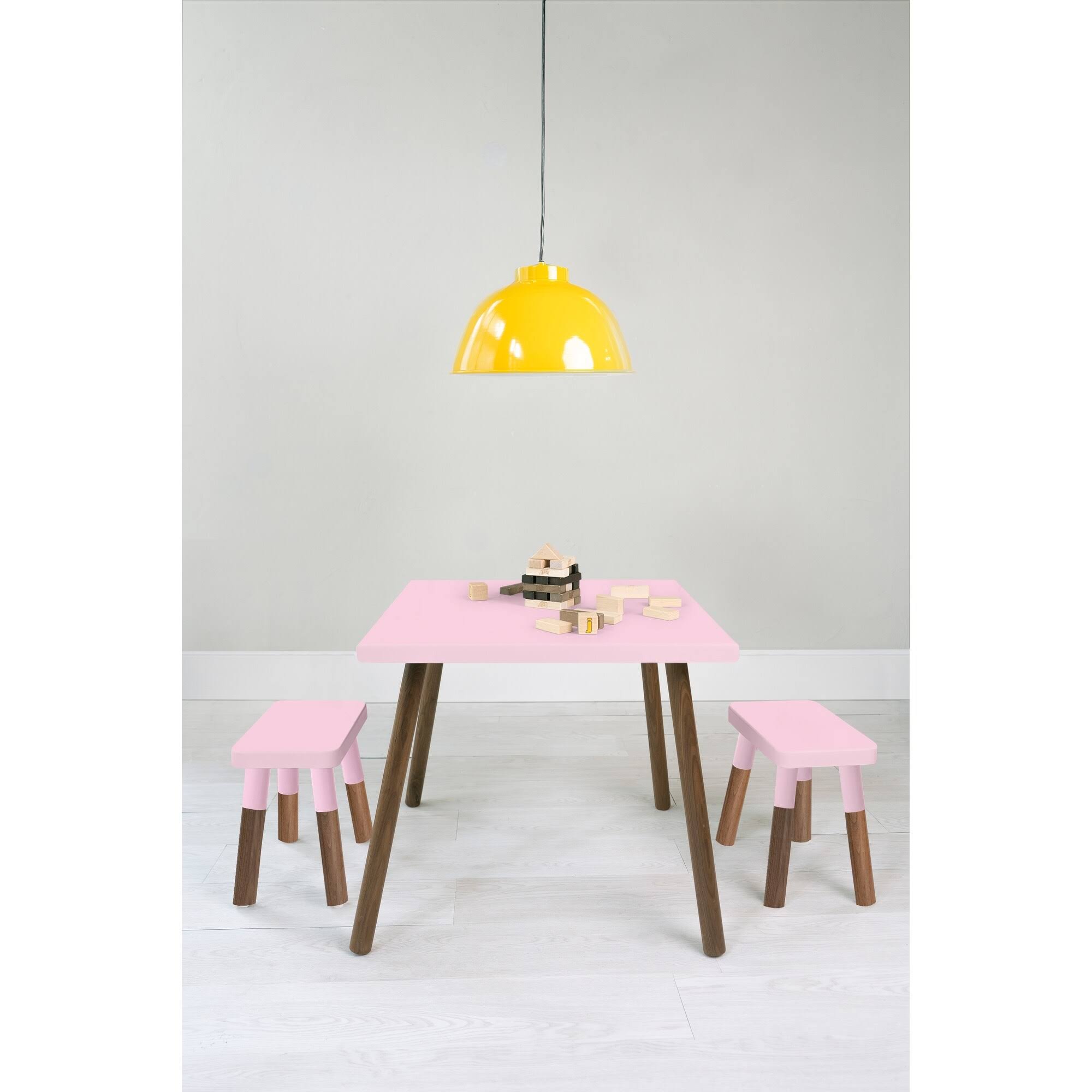 Set of 2 Wood Veneer Kids Chairs Walnut/Pink H331