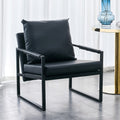 Black PU Leather Accent Armchair with Metal Frame A280