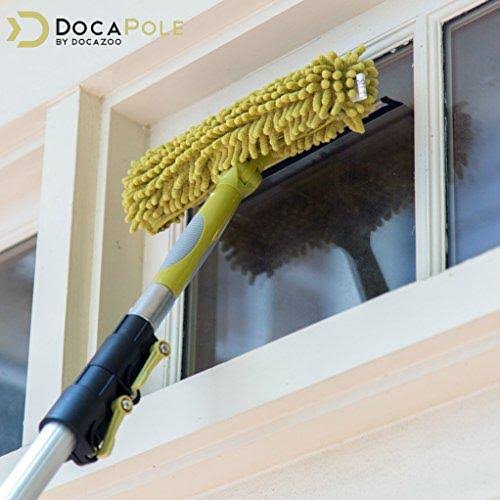 24 Foot Extension Pole Cleaning Kit with 3 Dusting Attachments and 1 Window Squeegee F729