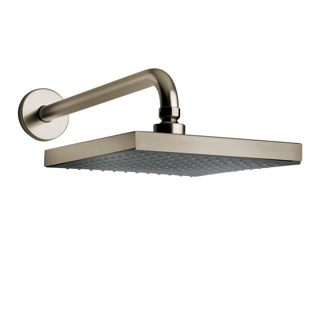 Brushed Nickel Rain Shower Head and Arm Y562
