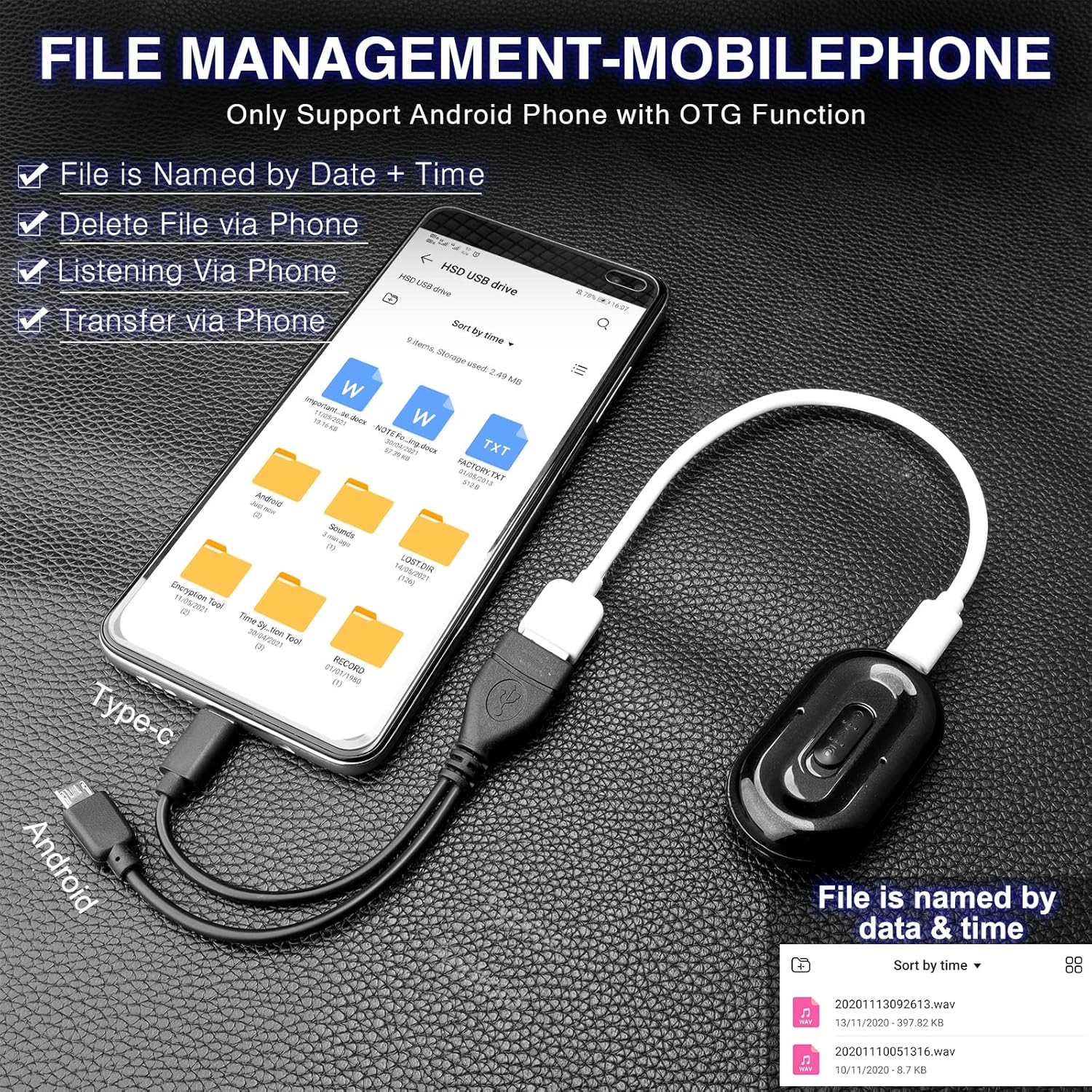 Magnetic Voice Activated Recorder Mini Voice Recorder Recording Device, 192 Hours Recording Capacity Pack of 2 M87983