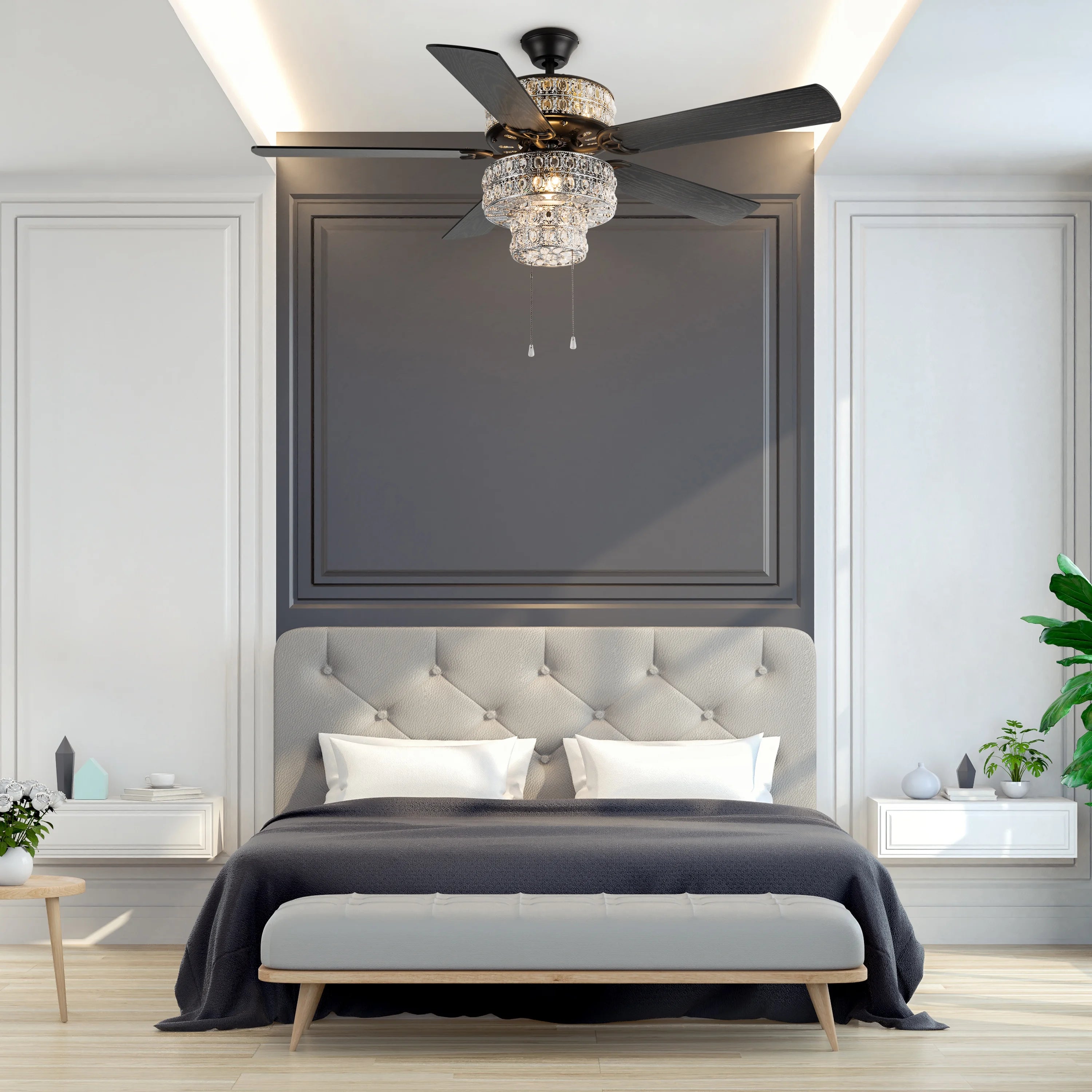 52" Crystal LED Ceiling Fan with Light K8150
