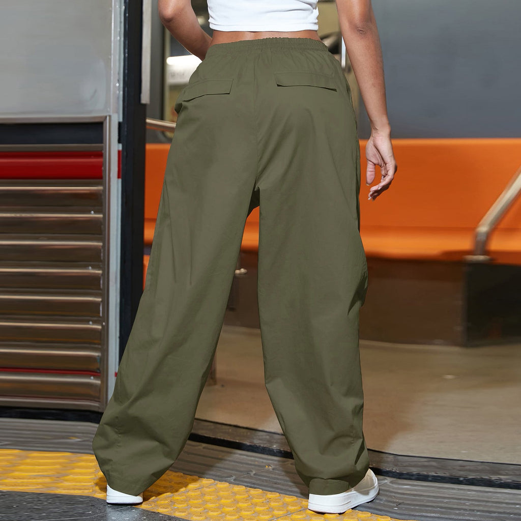 Black High Waist Baggy Cargo Pants Y170167