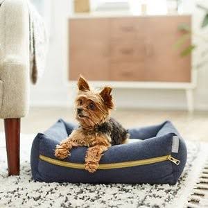 Heathered Woven Reversible Zipper Bolster Cat Dog Bed, Gray, X-Large K94176