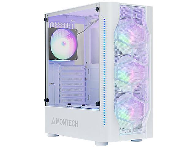 White Compact ATX Mid Tower Case with Tempered Glass Side Panel F677