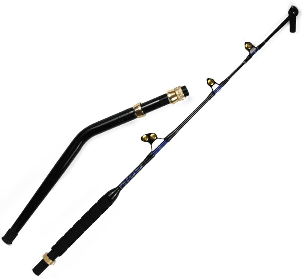 2-Pieces Deep Sea Trolling Fishing Rods with 5+1 Roller Guides O4446
