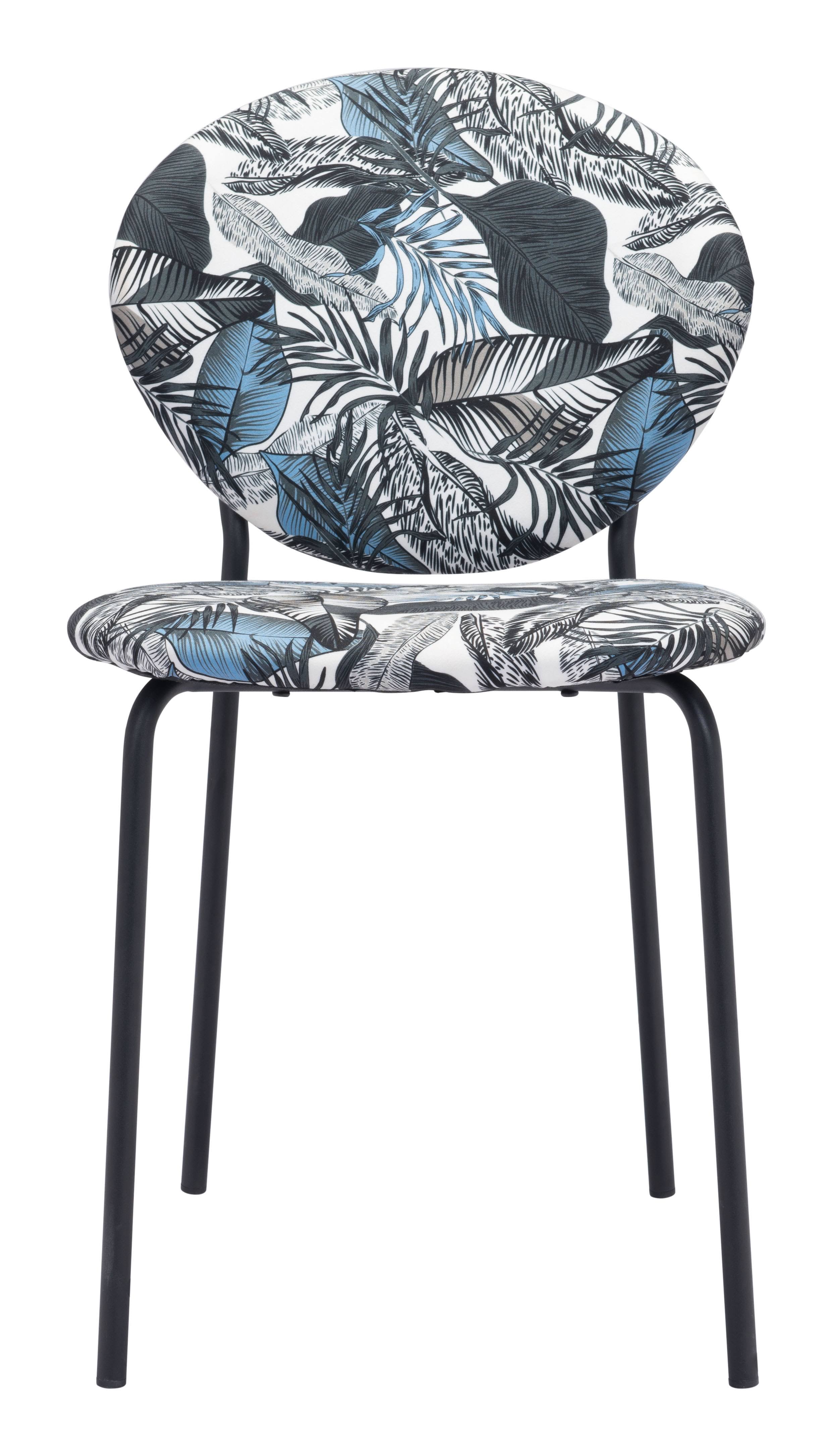 Black Leaf Print Dining Chair (Set of 2) A380