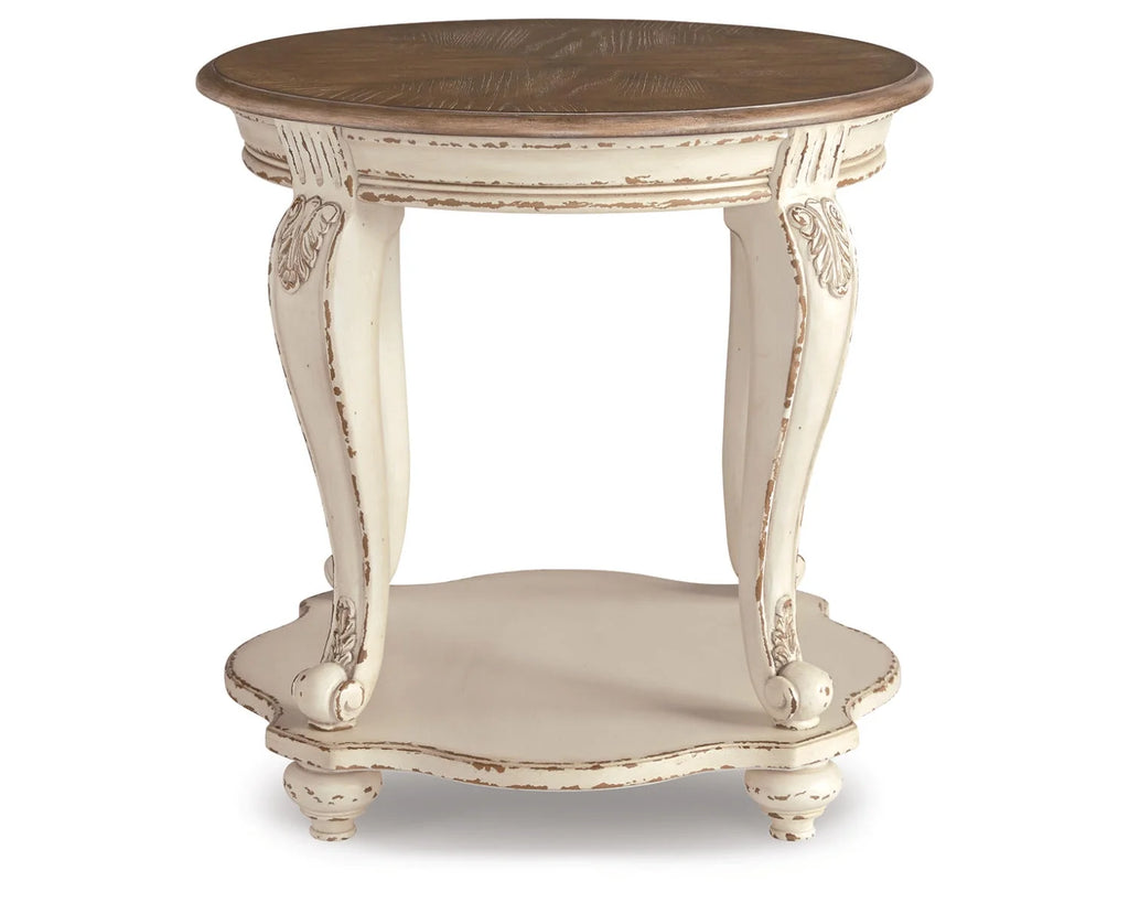 White/Brown End Table L397