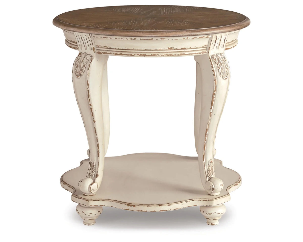 White/Brown End Table L397