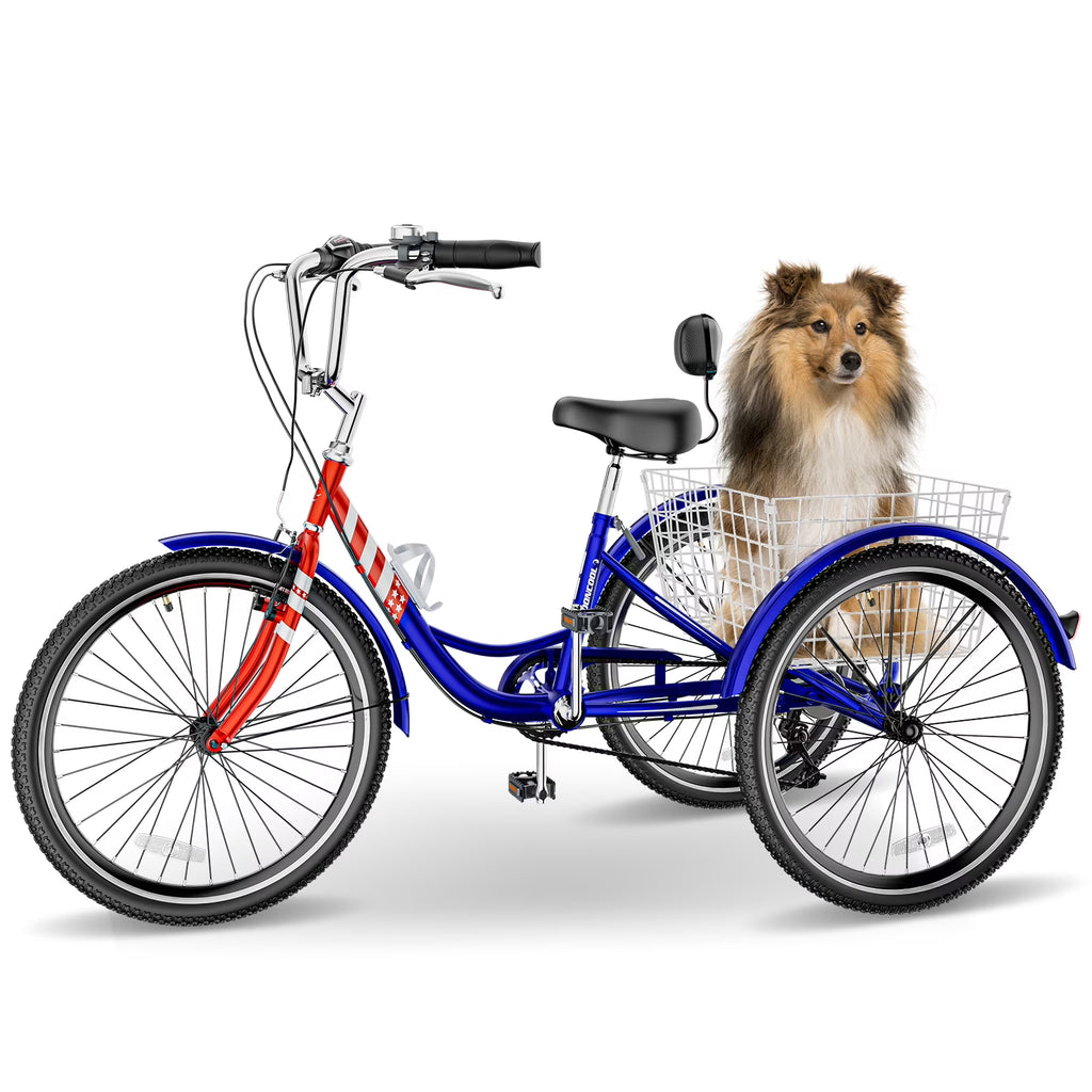 Adult Tricycles 3 Wheel 7 Speed 20 inch with Big Basket I876470