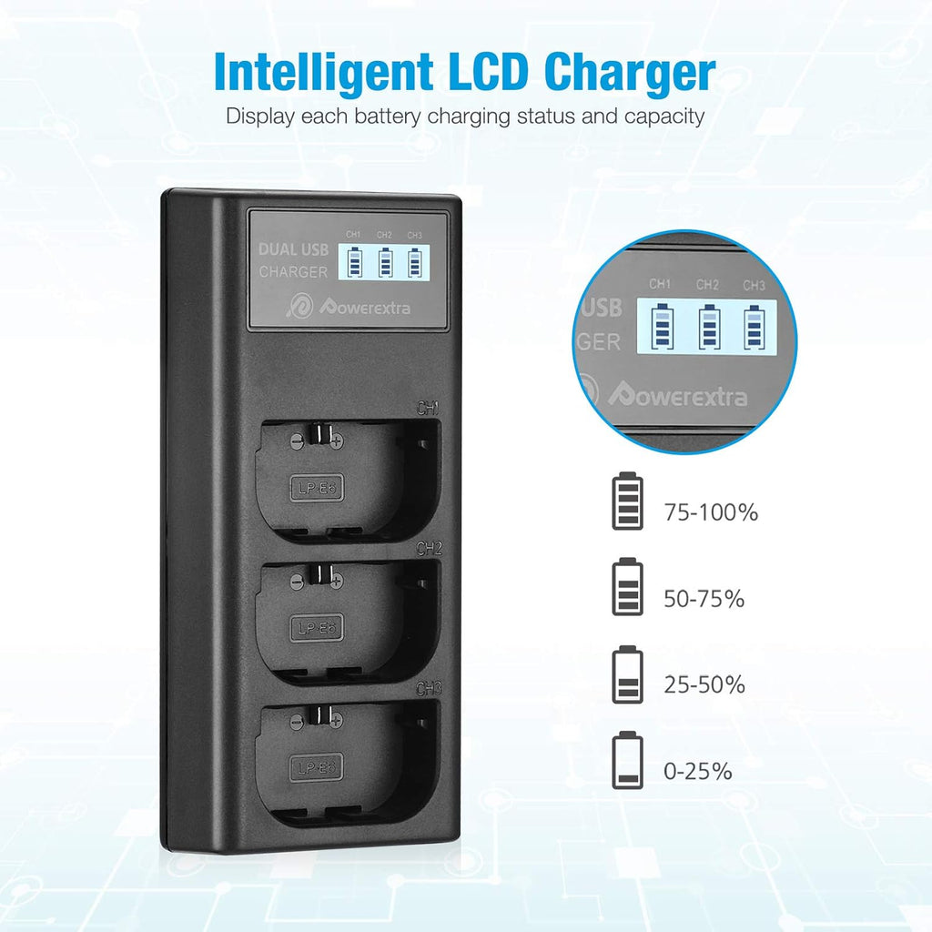 3 Pack Rechargeable Battery and 3 Channel Charger with LCD Display Y8376