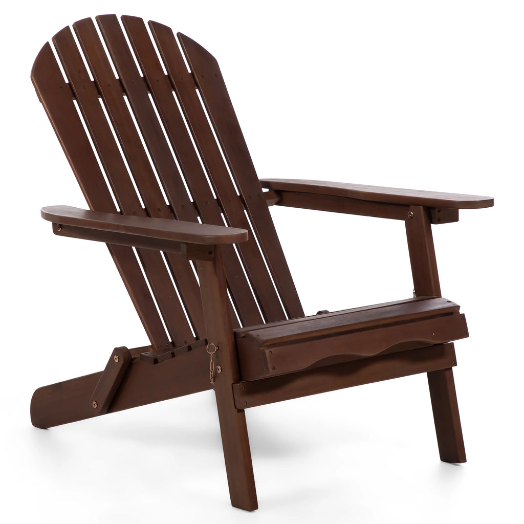 Dark Brown Wood Foldable Patio Adirondack Chair, Set of 2 Q2730