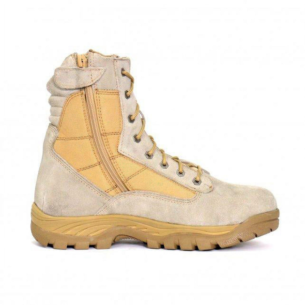 Tan Leather Lace Up Boots with Zippers I46912