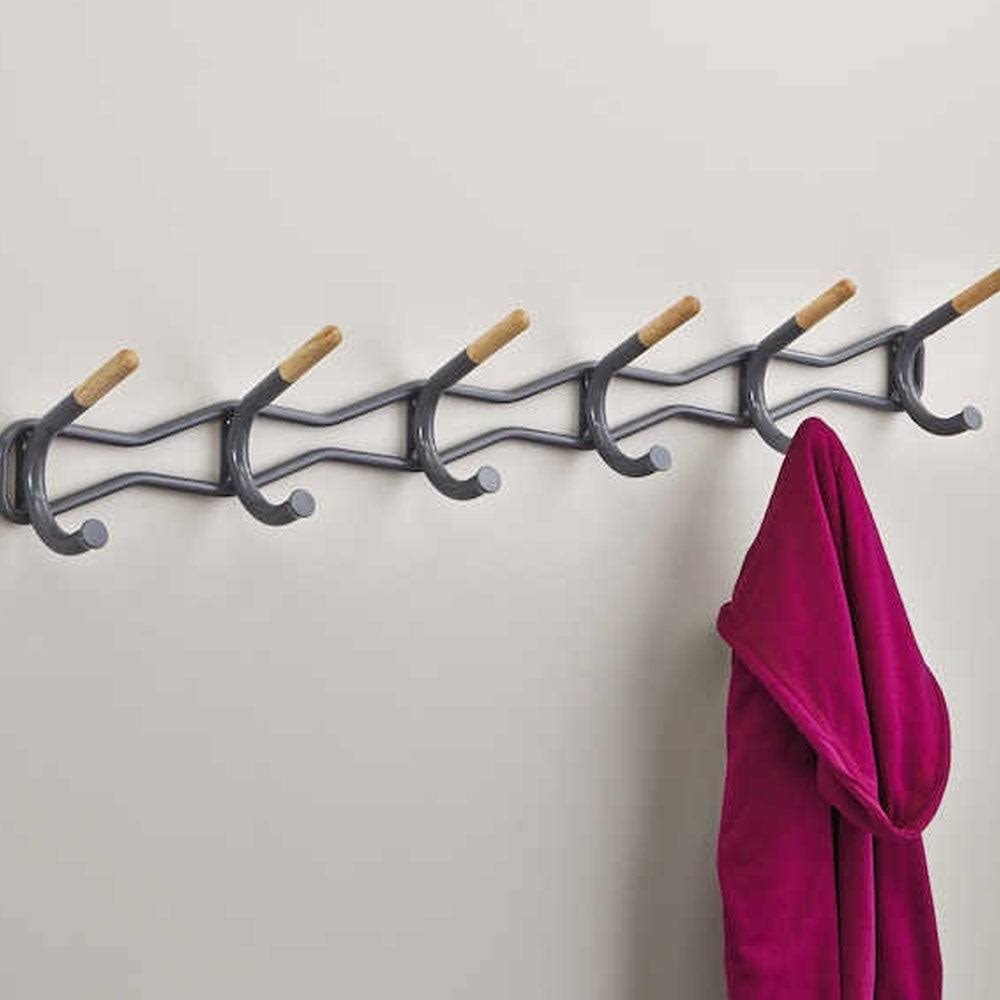 6 Hook Black Coat Wall Rack D5230