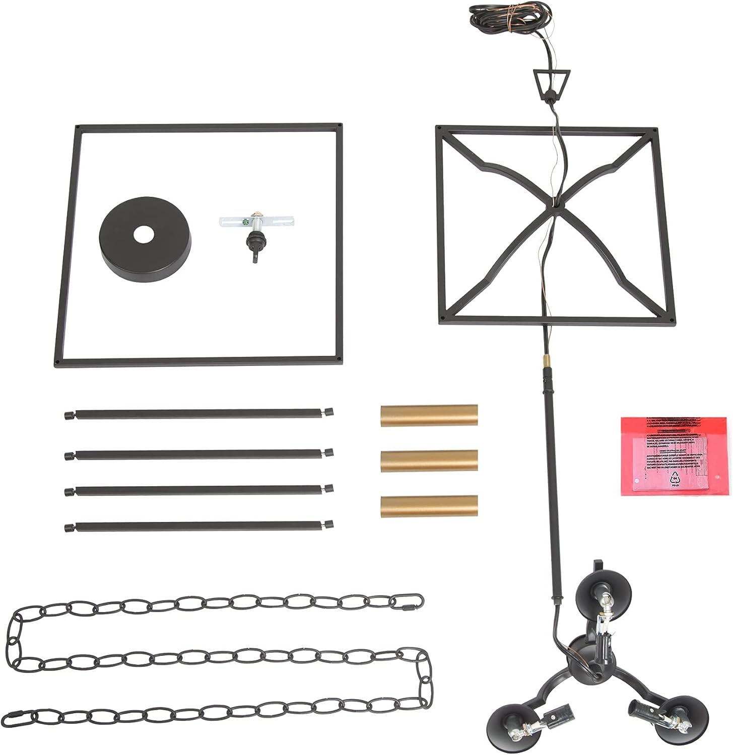 Black Modern 3-Light Lantern Cage Chandelier I869477
