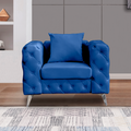 Navy Blue Accent Chair with Deep Button Tufting Dutch Velvet A169448