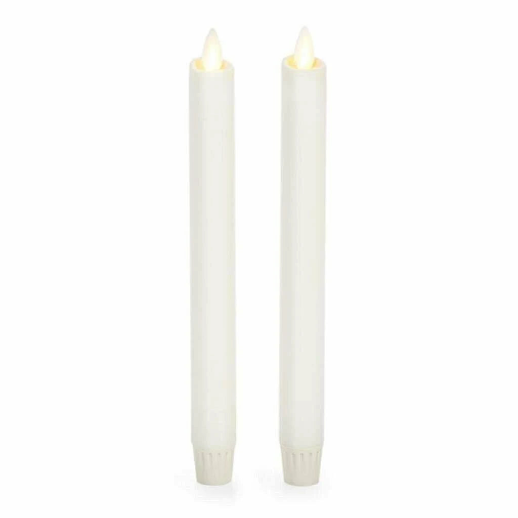 Ivory Realistic Flame LED Taper Candle with Timer (2 Pack) V4821