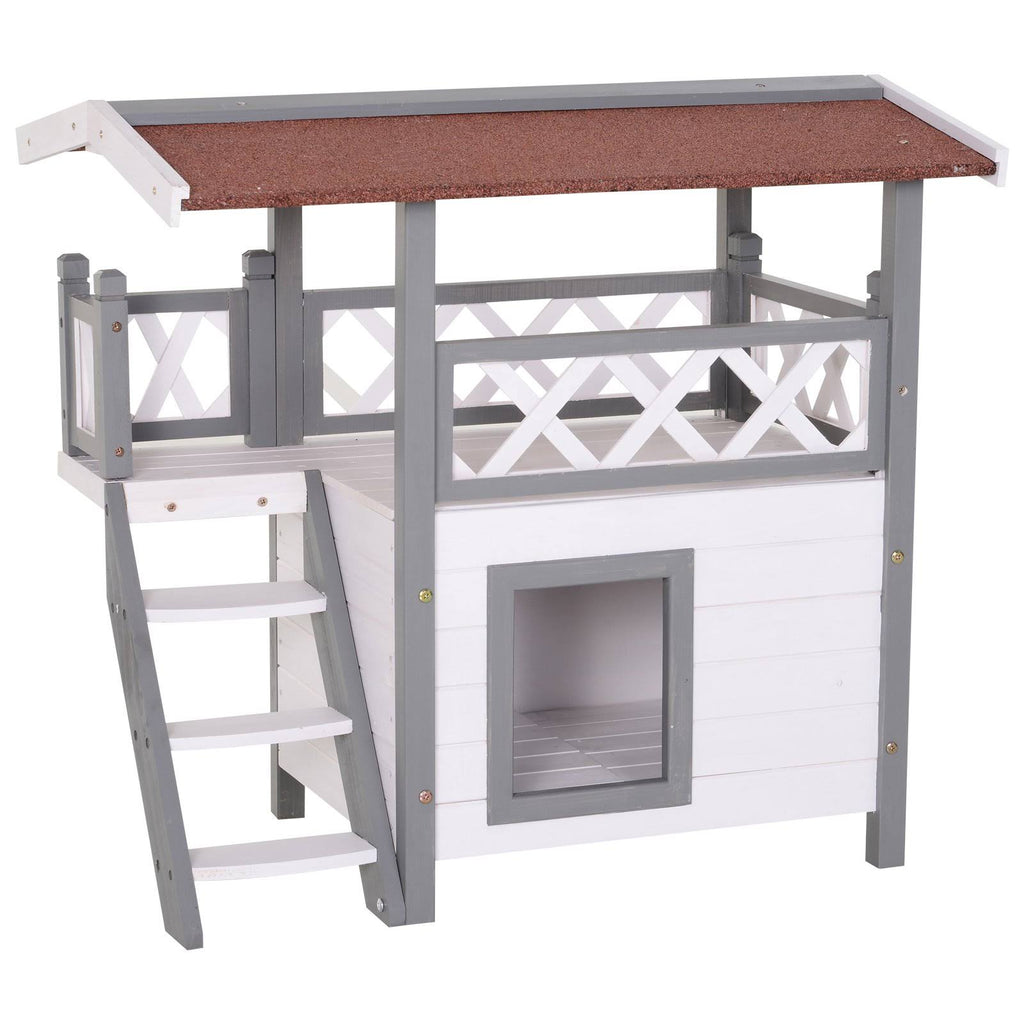 3-Story Wooden Cat House with Balcony X1033