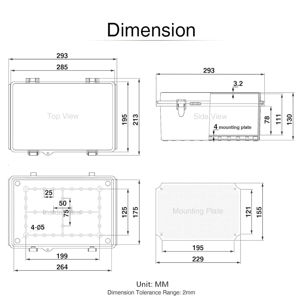 Clear Hinged Cover Junction Box with Mounting Plate, IP67 Waterproof ABS Plastic Grey, Pack of 2 F41277