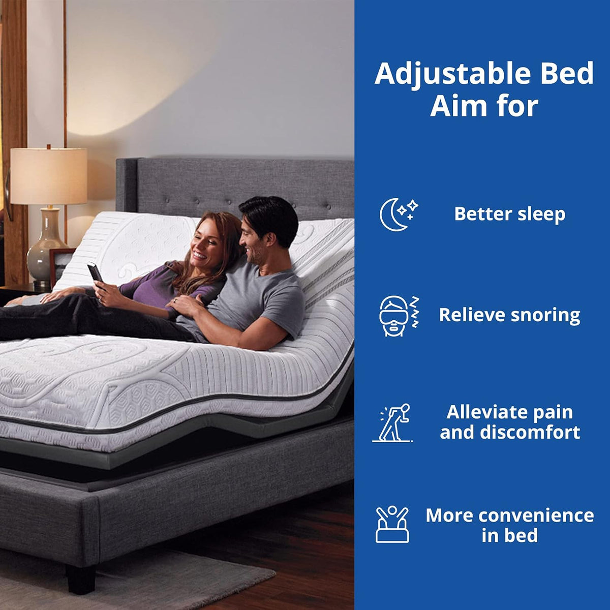 Black Twin XL Adjustable Bed Base with Wireless Remote V544468