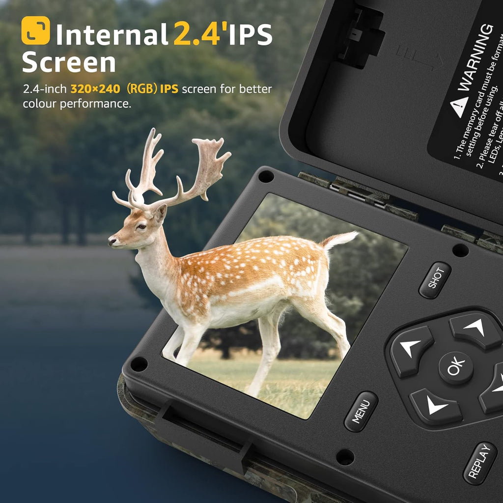 4K 30MP 30FPS Wireless Wi-fi Bluetooth Trail Camera with 120° Angle Night Vision IP66 Waterproof Wildlife Camera A18236