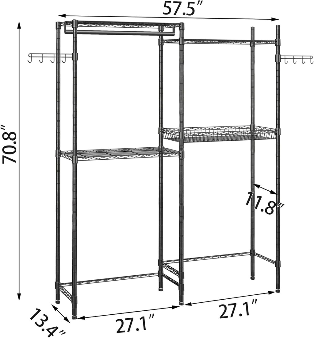 Black 4 Tier Clothes Drying Rack with Adjustable Shelves P405620
