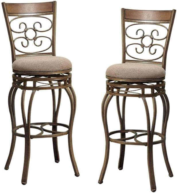 Tan Swivel Bar Stool Set of 2 O798