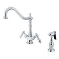 Polished Chrome Double Handle Kitchen Faucet with Side Sprayer N5237