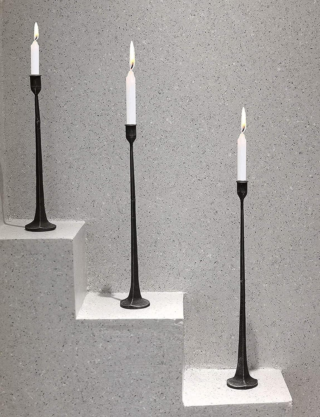 Set of 3 Cast Iron Candle Holders V9041