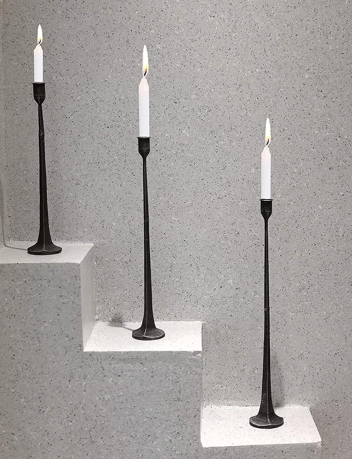 Set of 3 Cast Iron Candle Holders V9041