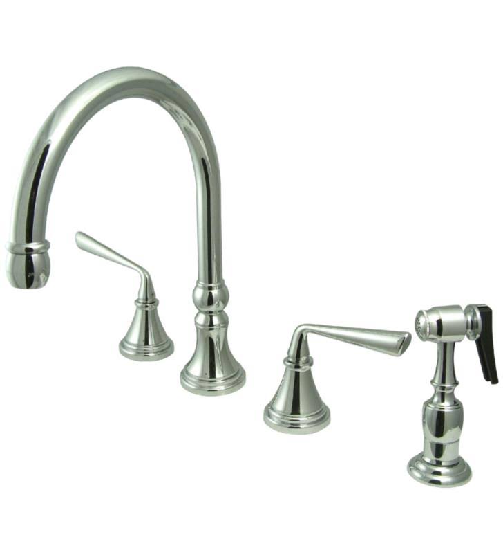Polished Brass Widespread Kitchen Faucet with Sprayer M5603