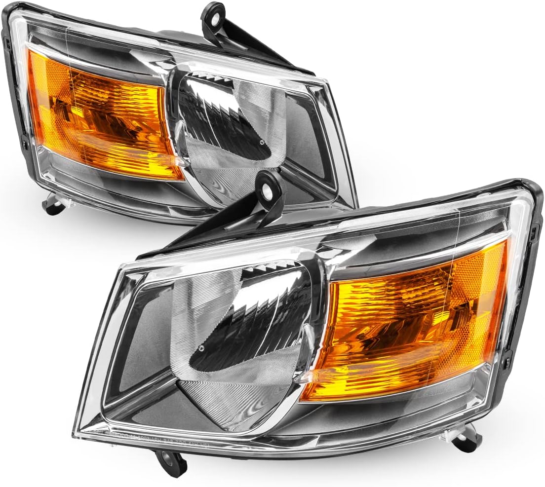 Headlight Assembly Chrome Housing Amber Reflector Clear Lens W631