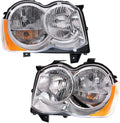 Headlight Assembly for Jeep Grand Cherokee 2008 2009 2010 Driver and Passenger Side Pair Halogen A3164