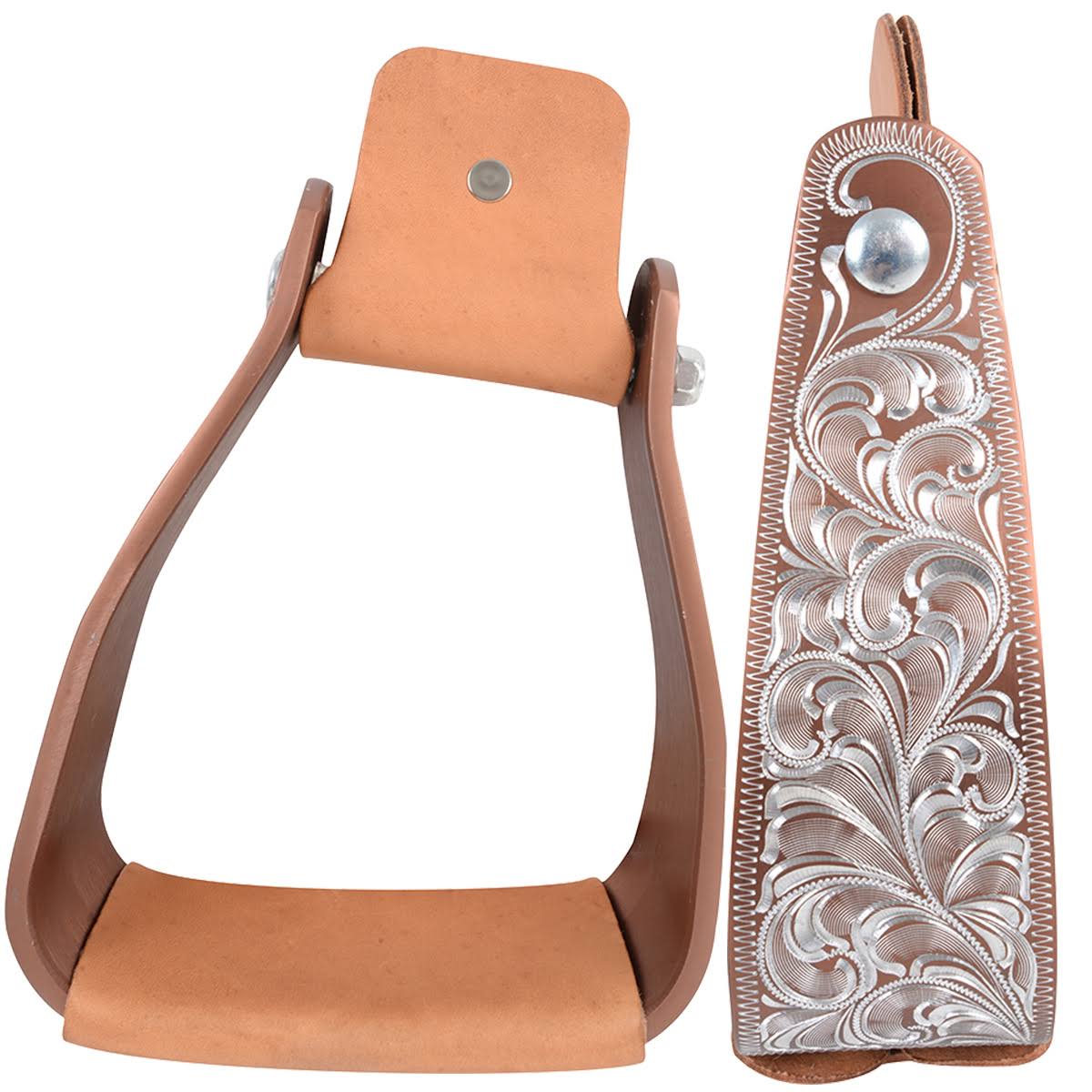Brown Slanted Engraved Stirrups W8062