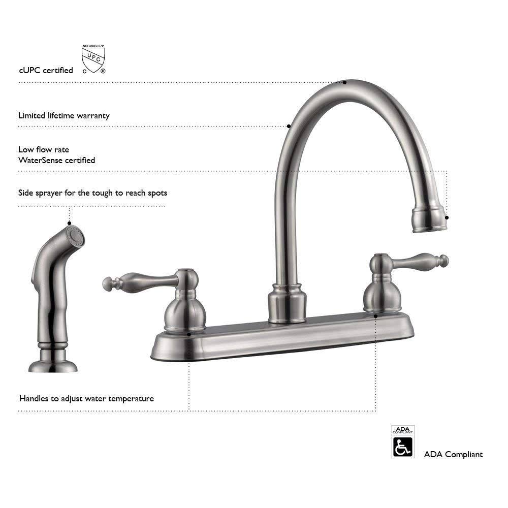 Satin Nickel Kitchen Faucet with Sprayer T313773