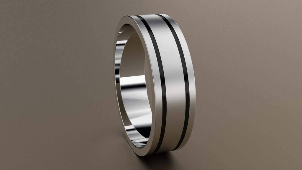 6mm Double Black Groove Wedding Band 10kt S298982