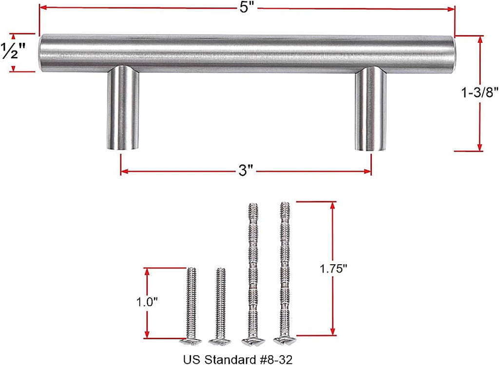 30 Pack 7" Matt Black Brushed Stainless Steel Cabinet Handles, 5 inch Hole Center I74361