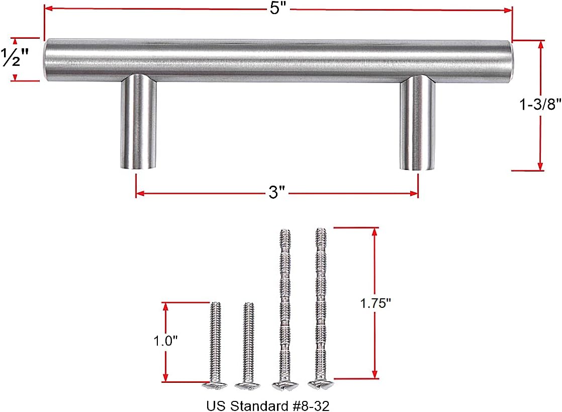 30 Pack 7" Matt Black Brushed Stainless Steel Cabinet Handles, 5 inch Hole Center I74361