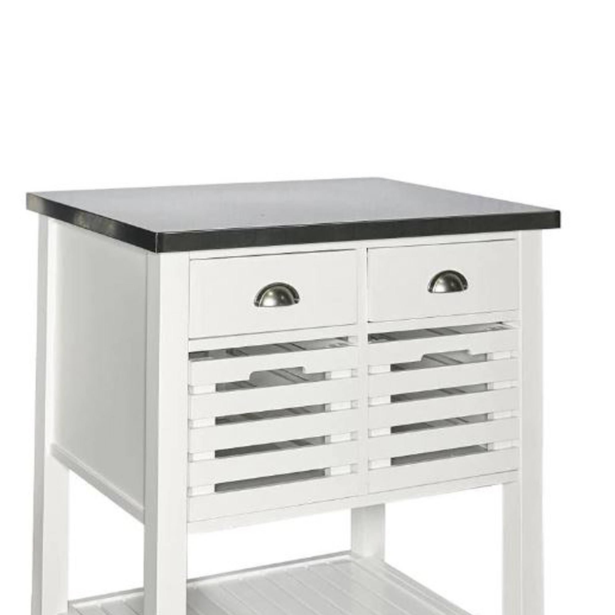 White 4 Drawer Wooden Kitchen Cart with Caster Wheels W60887
