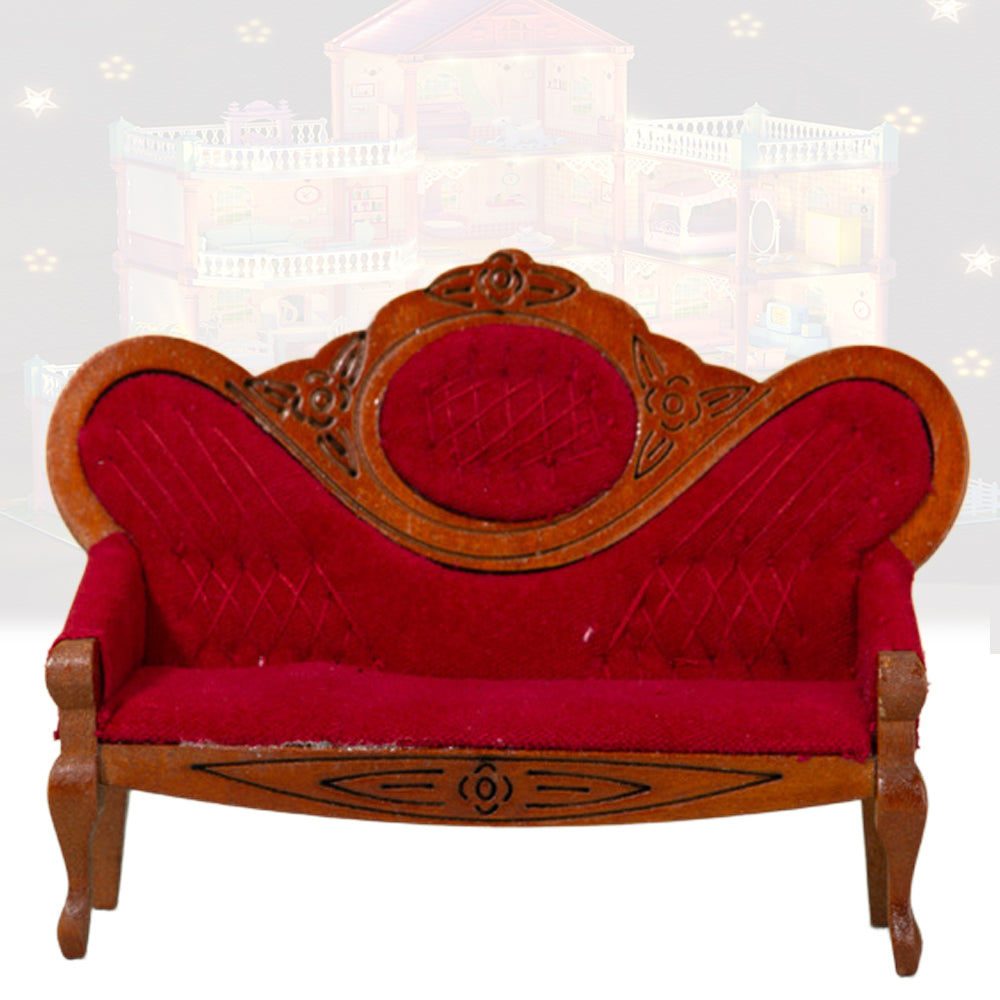 Walnut Color Dollhouse Miniature Sofa X121384