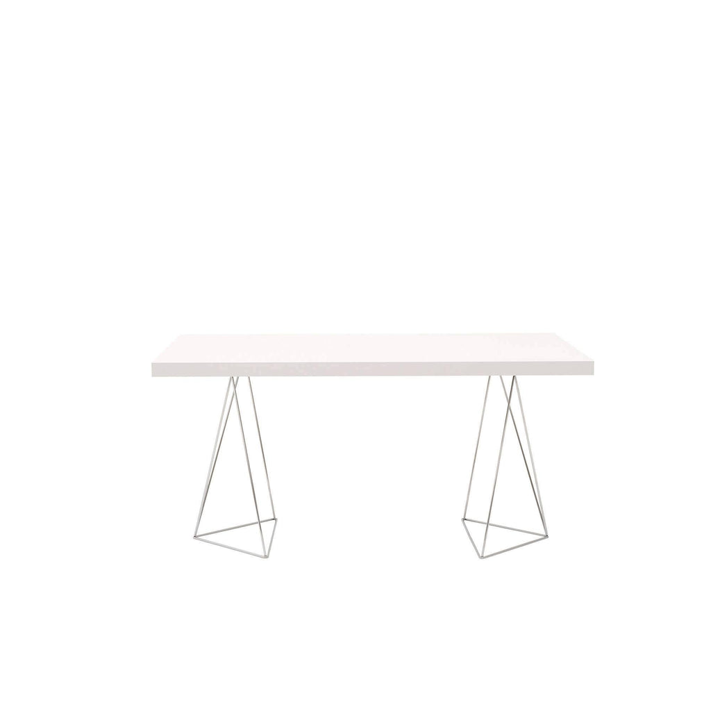 Walnut Chrome Table Top with Trestles W605