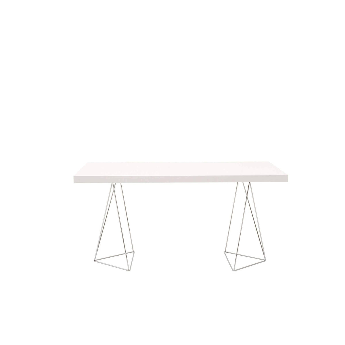 Walnut Chrome Table Top with Trestles W605