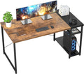 Rustic Brown and Black 47 Inch Computer Desk with Storage Shelves X615823