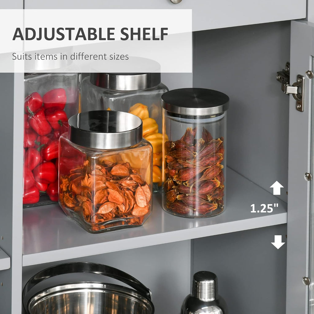 Retro Kitchen Sideboard Storage Cabinet with Glass Doors and Drawers H384