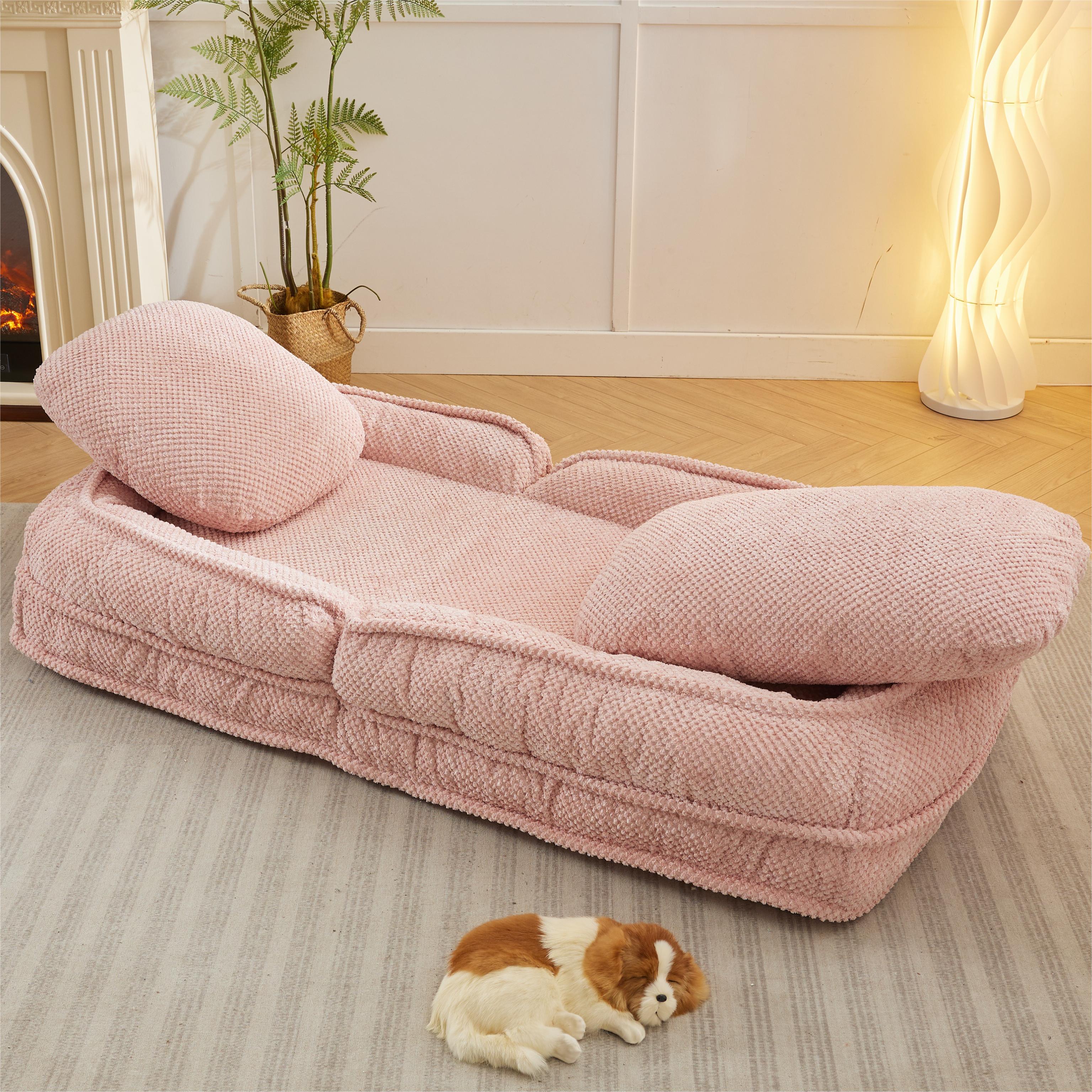 Pink foldable 5-seater recliner sofa chair B264958