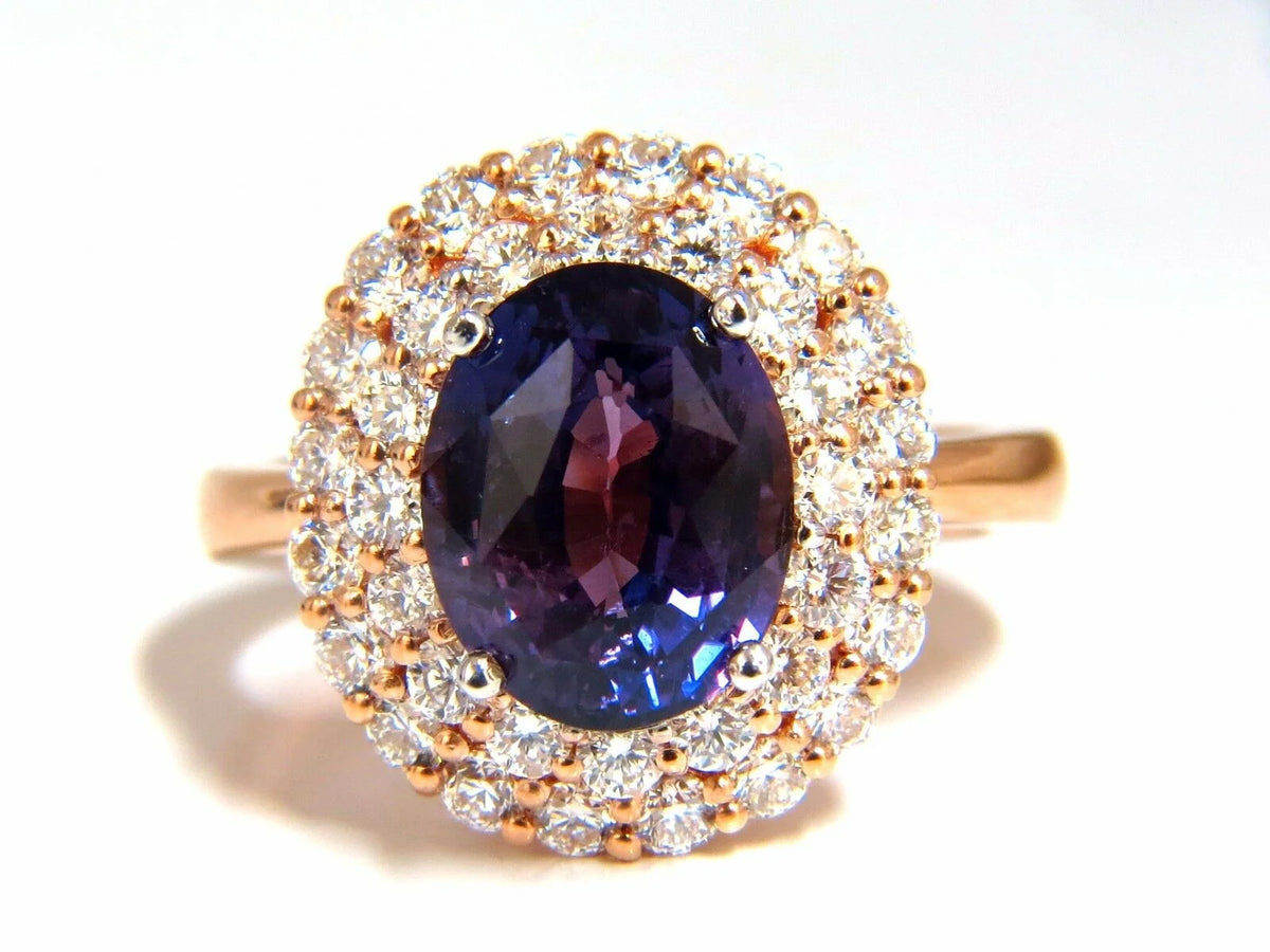 6.41ct Natural Vivid Purple Sapphire Diamond Ring R1624