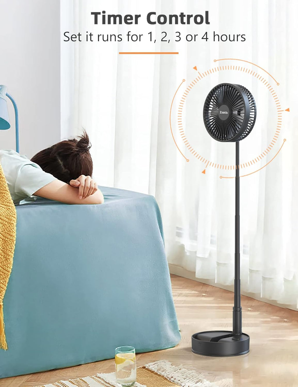 7200mAh Rechargeable Oscillating Fan with Remote Control K6822