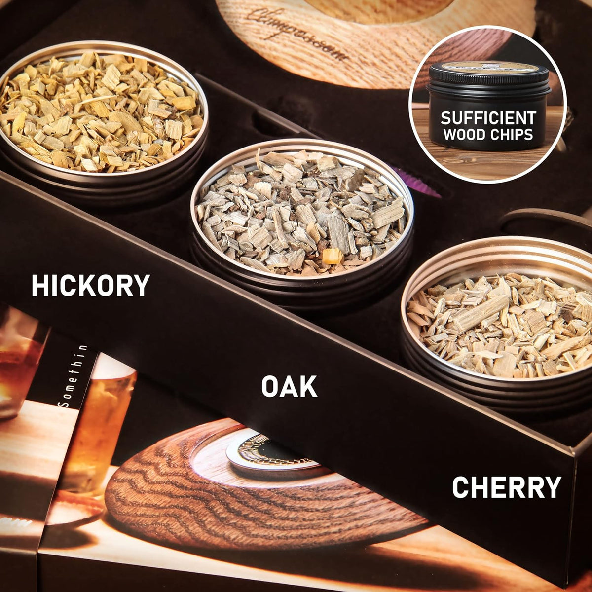 Whiskey Smoker Cocktail Smoker Kit with Torch, Three Kinds of Wood Chips K23861