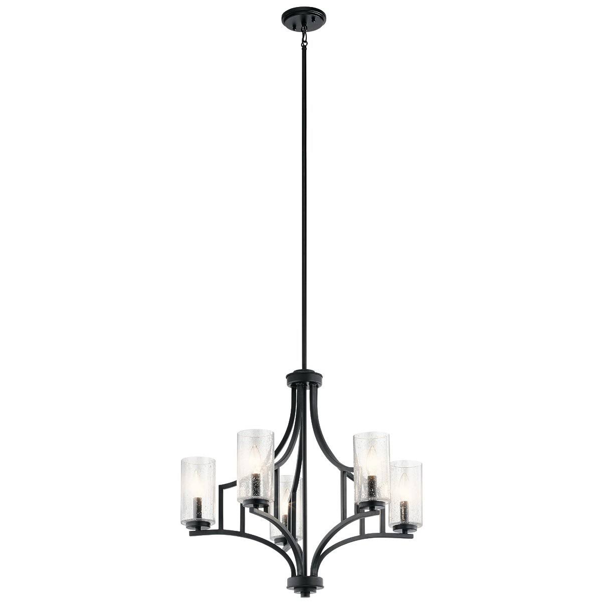 Distressed Black Finish Steel Candelabra Chandelier 5 Light 25 inch H714650