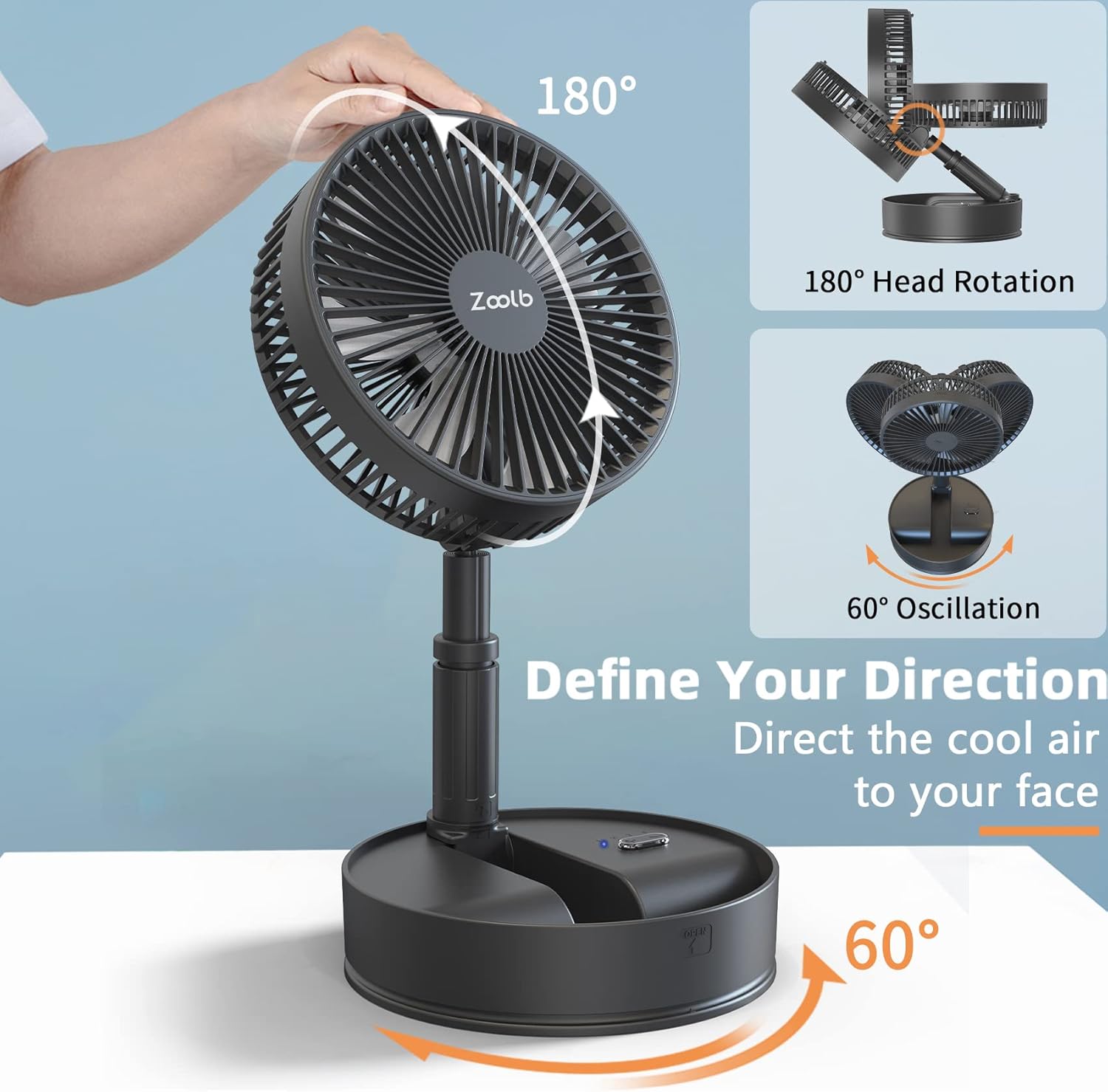 7200mAh Rechargeable Oscillating Fan with Remote Control K6822